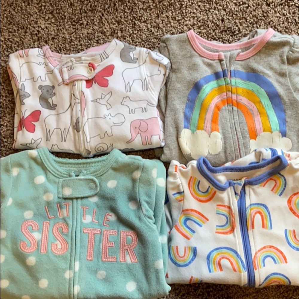 3-6 month pajamas (9 footed and 1 not)